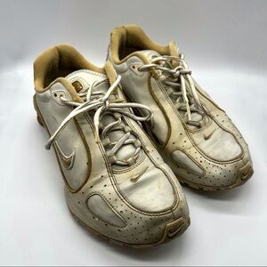 Nike Shox Vintage White and Metallic Gold Sneakers